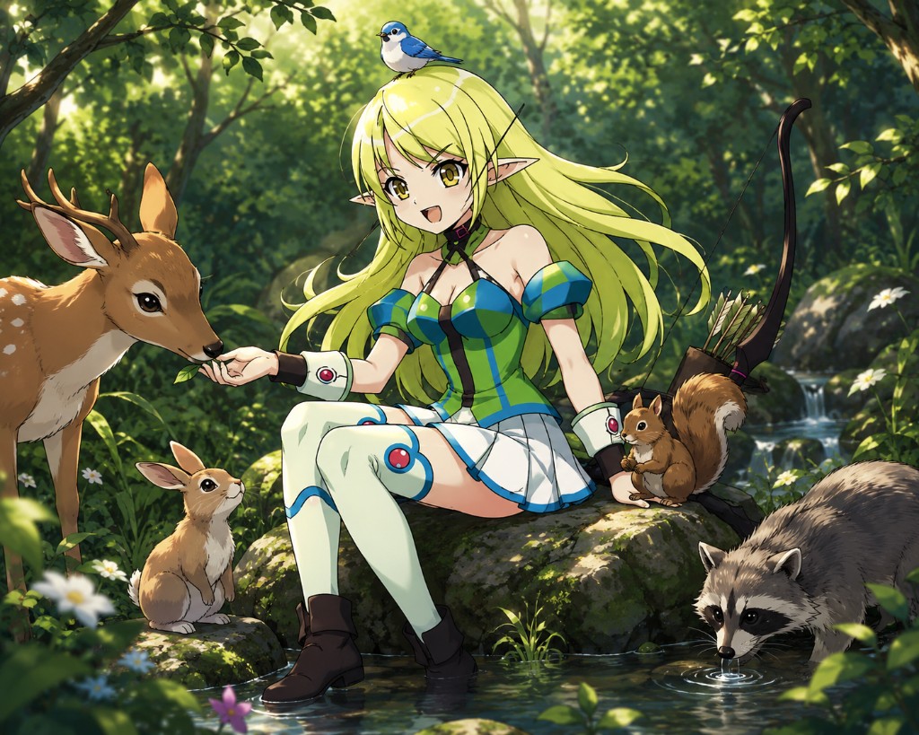 Robi-chan in the forest with animals